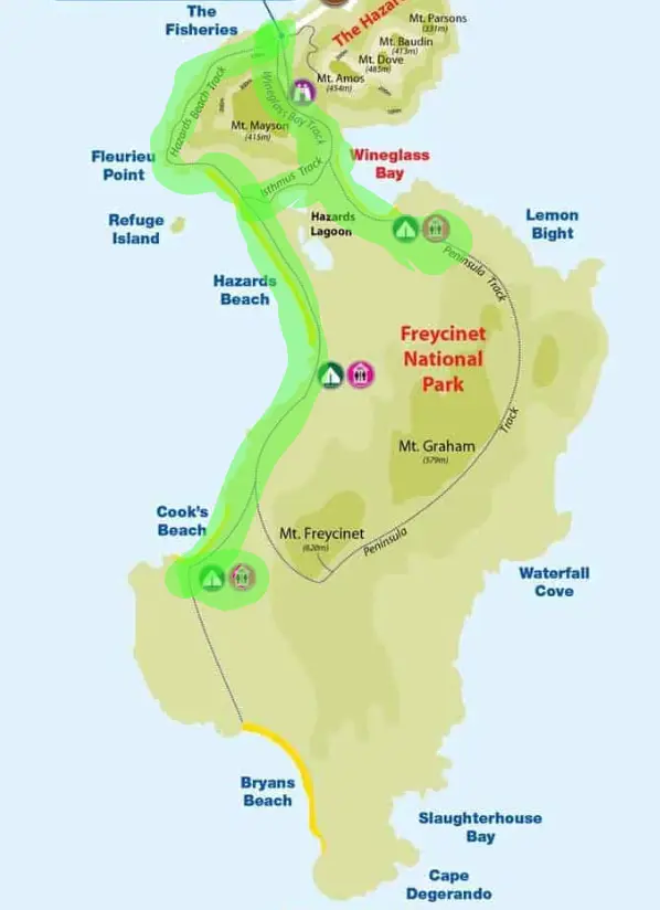 map of freycinet peninsula circuit