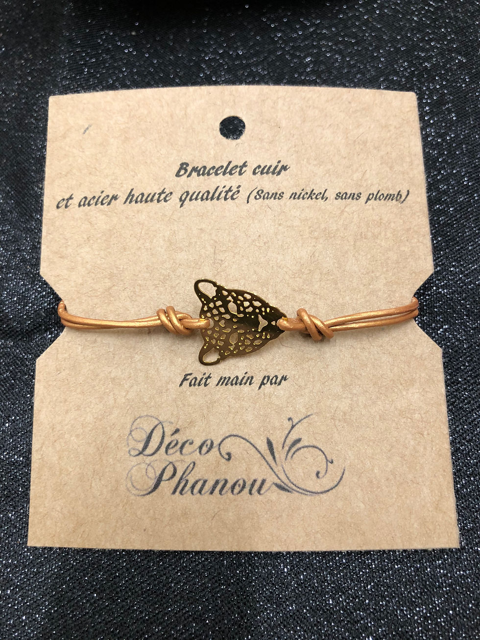 Miniature : BRACELET CUIR ET PUMA DORE