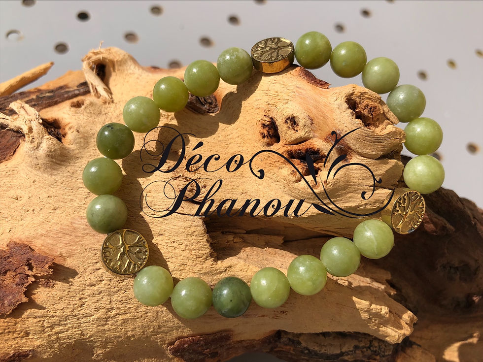Miniature : BRACELET AGATE VERT OLIVE ET HEMATITE