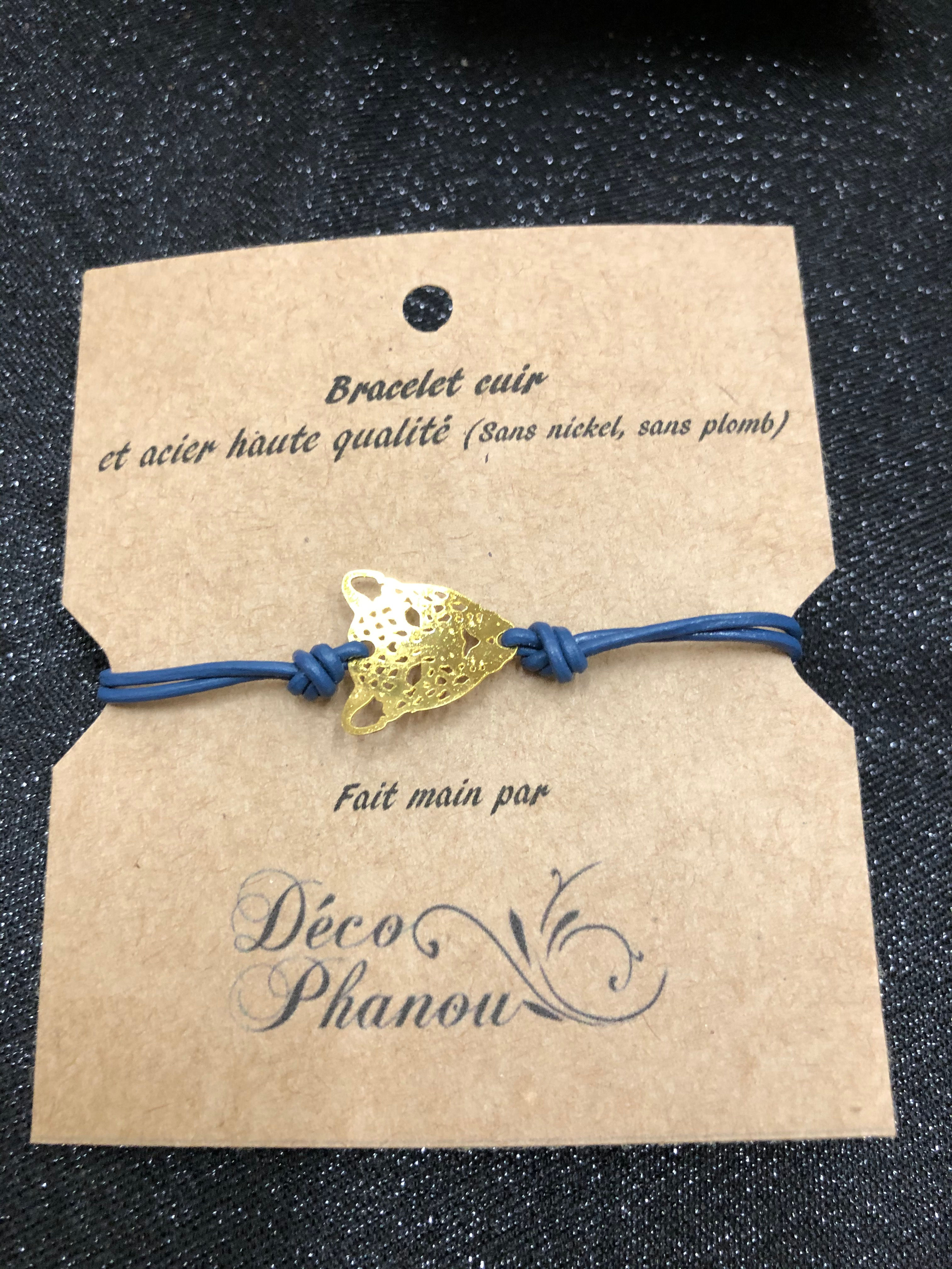 BRACELET CUIR ET PUMA DORE