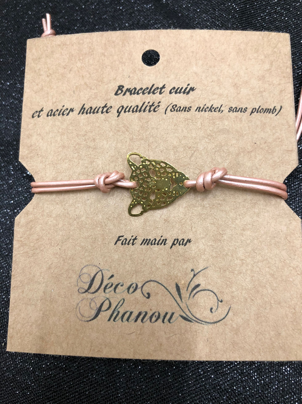 Miniature : BRACELET CUIR ET PUMA DORE