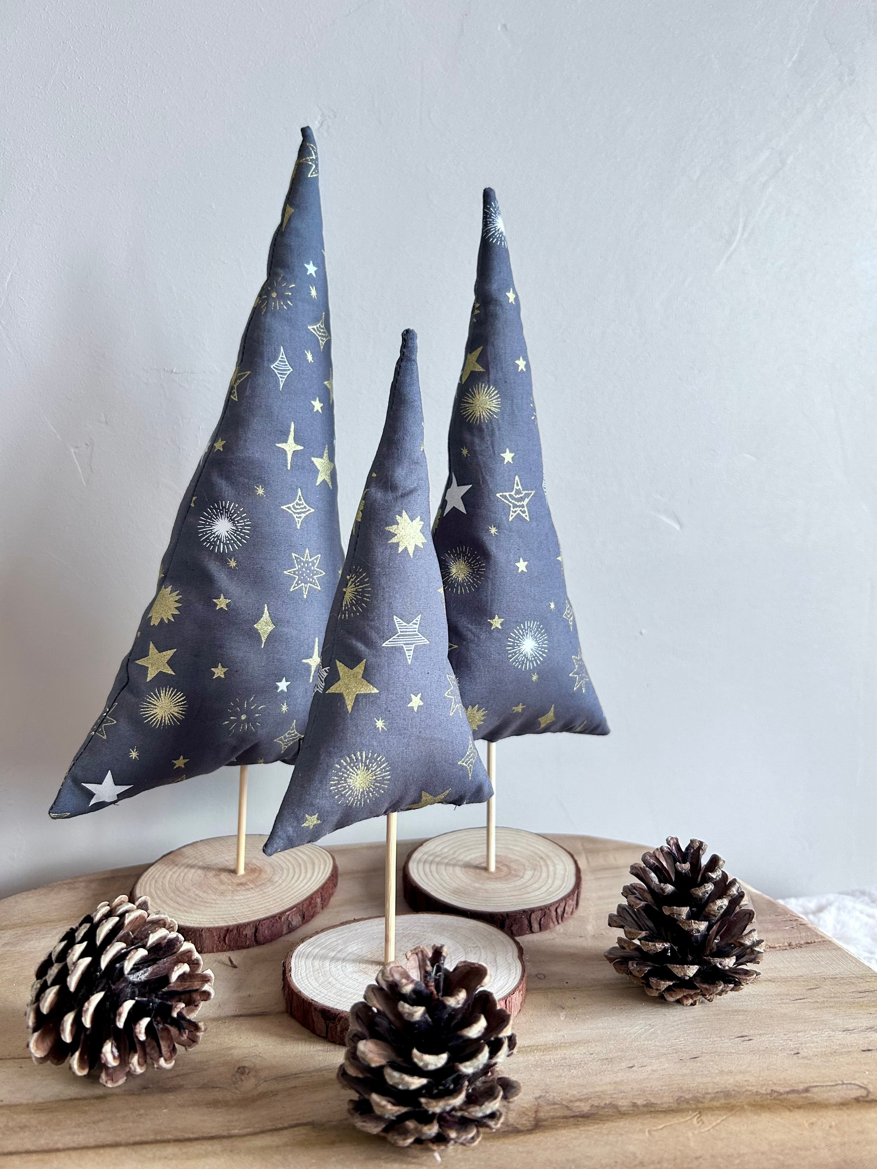 SAPIN NOEL GRIS ETOILES
