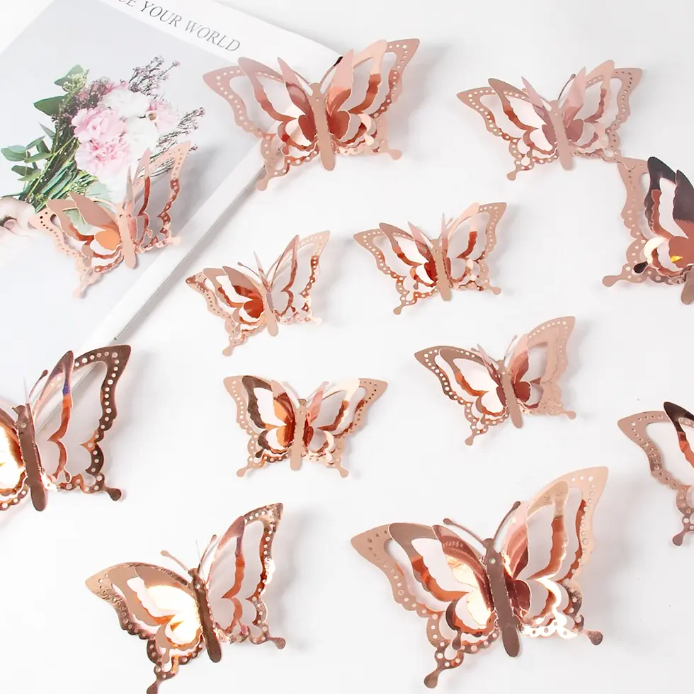 Thumbnail: 12/24pcs 3D Laser Butterfly Wall Sticker