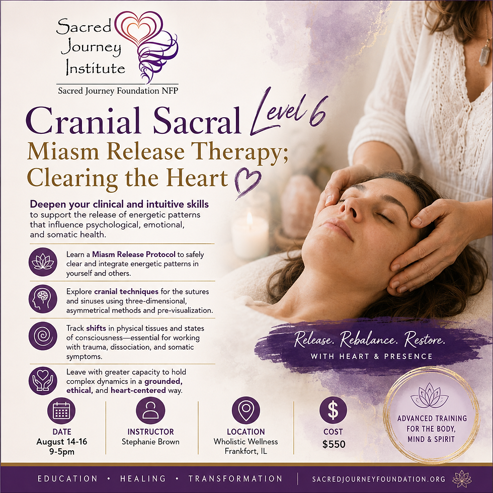Cranial Sacral Level 6 Miasm Release Therapy; Clearing the Heart