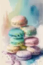 Colorful watercolor macarons