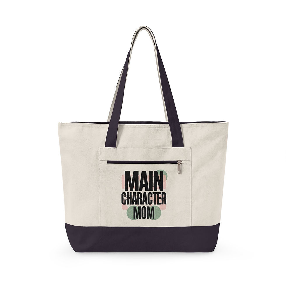 Thumbnail: Bookish Main Character Mom tote bag, Canvas Zippered Tote, Mom Quote Tote Gift