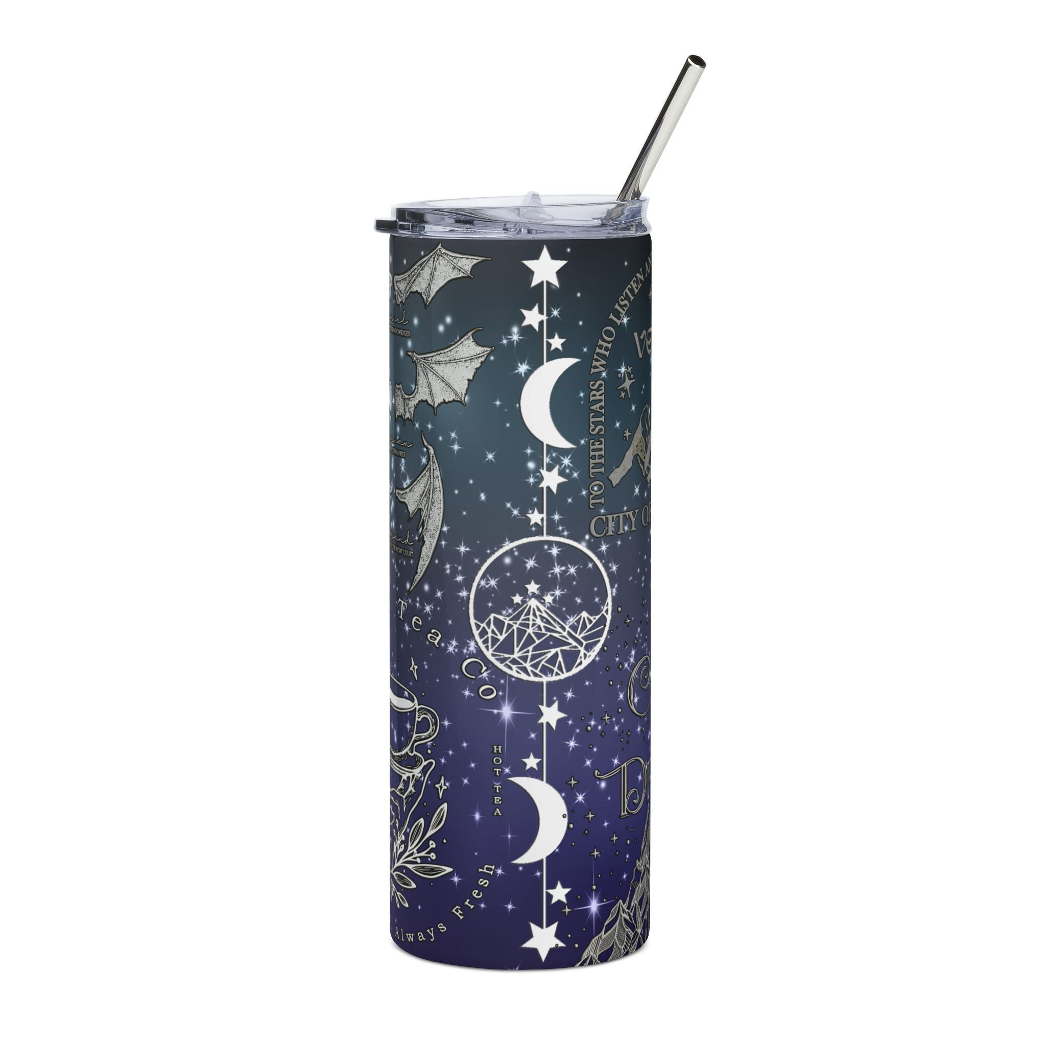 Blue ACOTAR tumbler Skinny Tumbler with Straw, 20oz