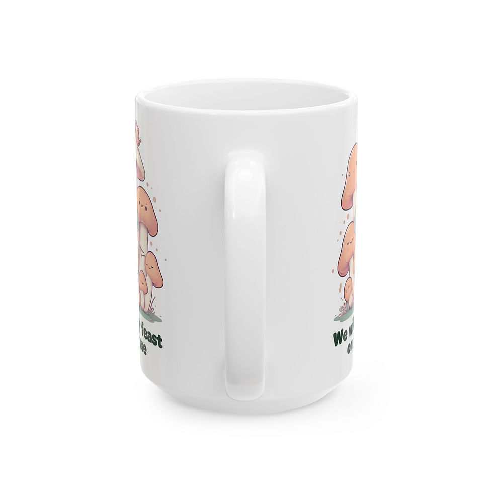 Thumbnail: Dark Humor Mushroom Ceramic Coffee Cup, Feast On Your Corpse 11oz or 15oz mug