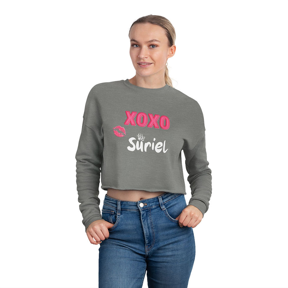 Thumbnail: Woman wearing grey XOXO by Suriel cropped sweatshirt