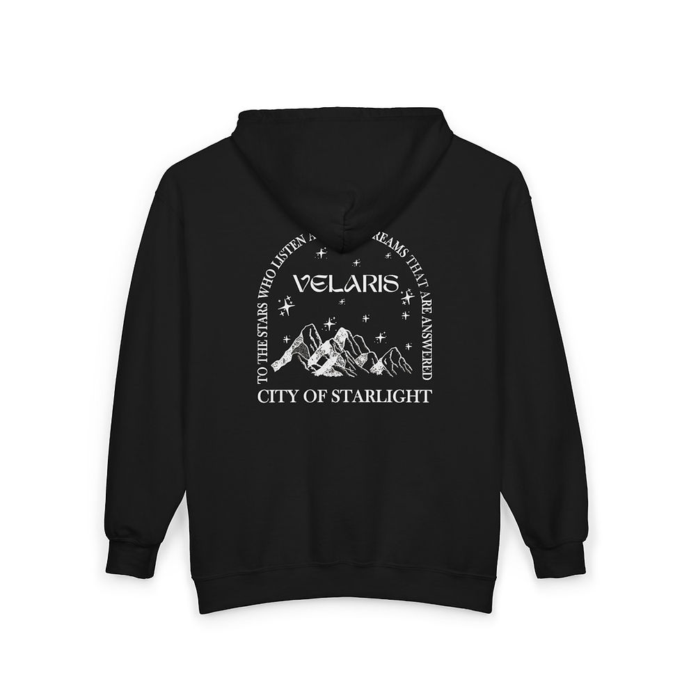 Thumbnail: Velaris City of Starlight full zip hoodie, Sarah J Mass ACOTAR, Inner Circle