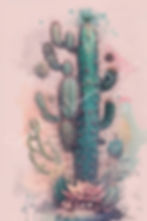 Watercolor impressionist cacti art