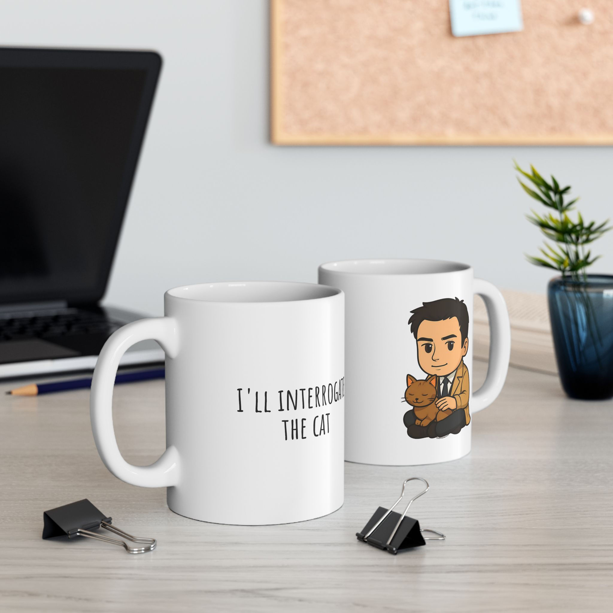 Personalize it | Supernatural Ceramic Mug | Castiel 'I'll interrogate the cat'