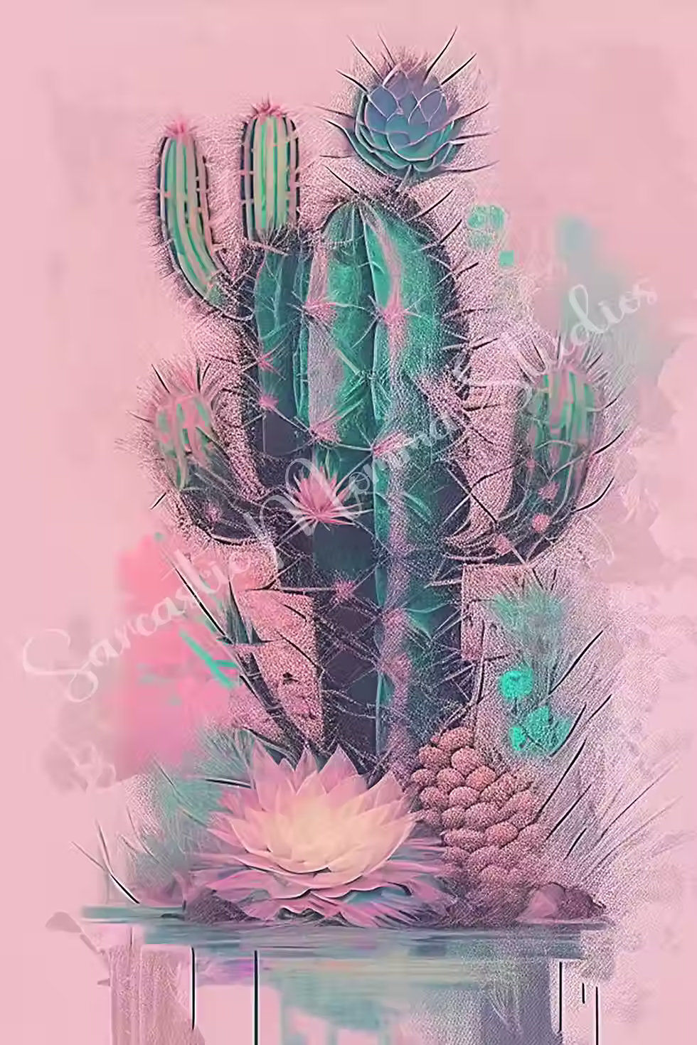 Thumbnail: Watercolor Cactus Print Set: Boho Nature Art (Digital Download)
