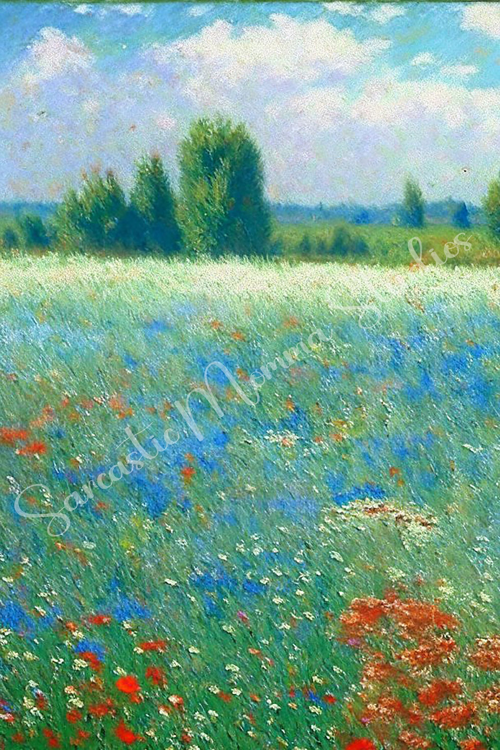 Thumbnail: Impressionist watercolor painting of a colorful flower meadow
