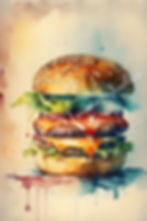 Watercolor double hamburger