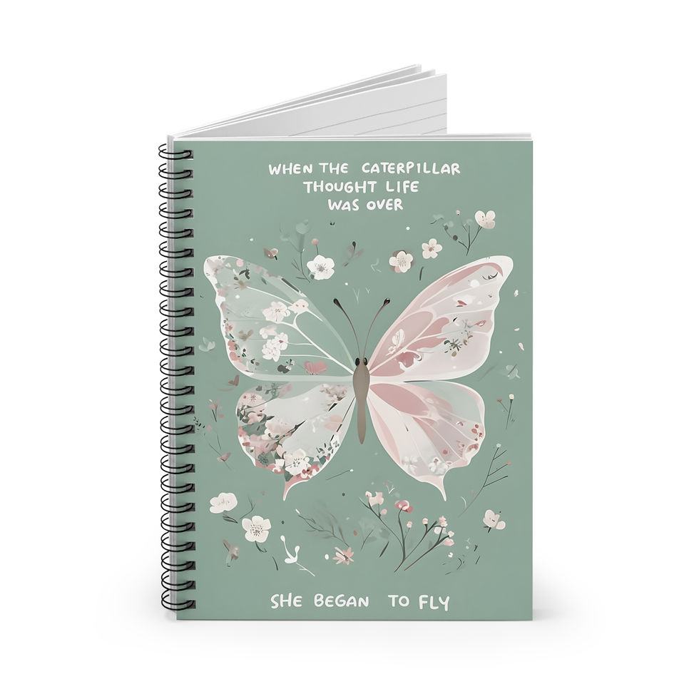 Thumbnail: Green Butterfly — "When the Caterpillar Thought Life Was Over" Spiral Notebook