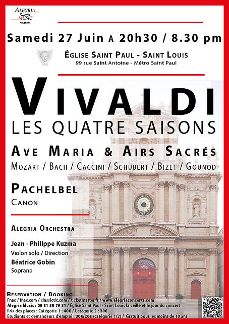 vivaldi, concert, église saint paul saint louis, violon, concert, paris, musique classique


