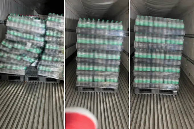 load that was shifted and restacked back to normal. 