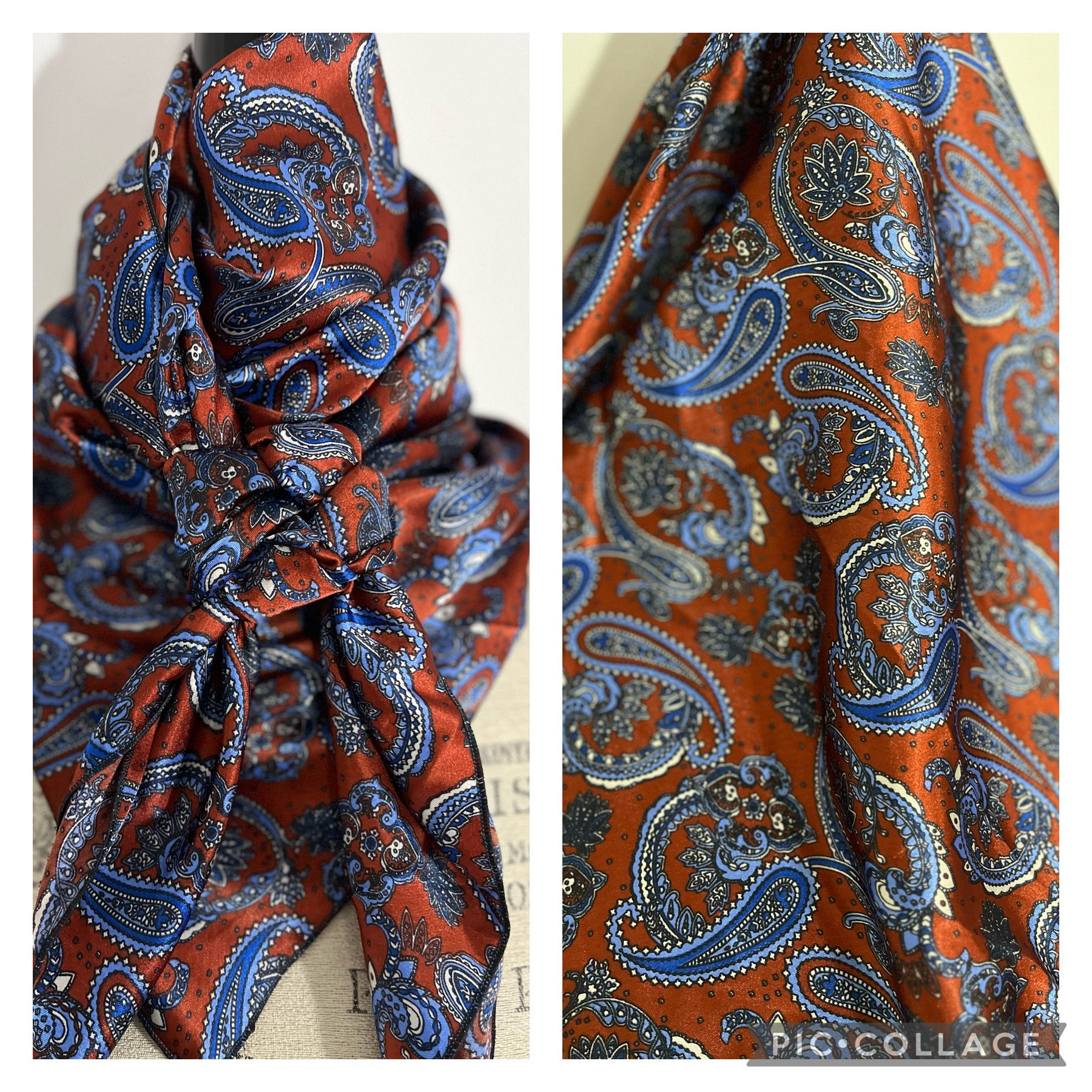 Brick Red with Blue Paisley PA241