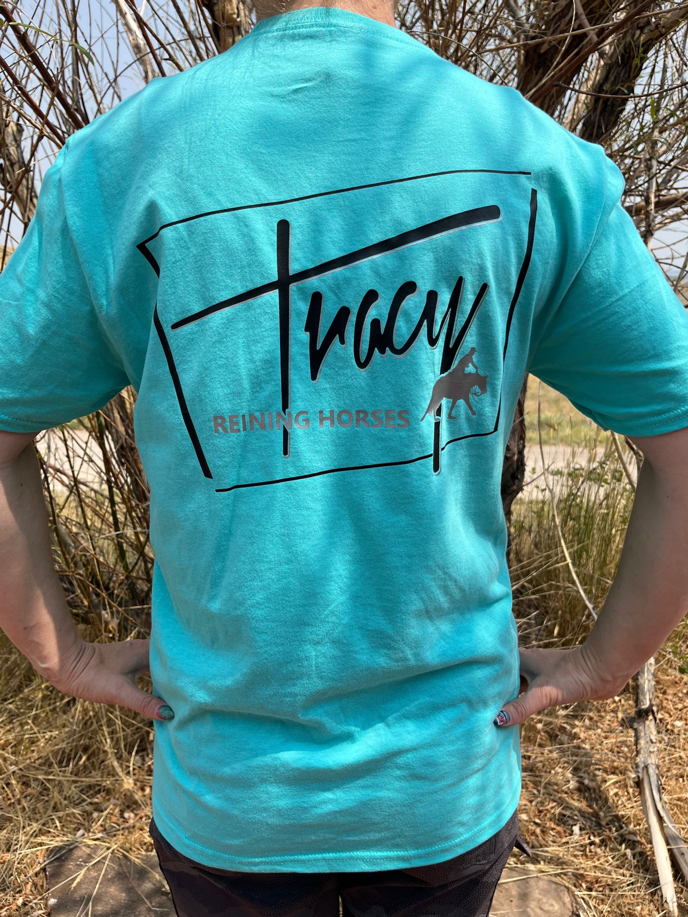 Tracy Reining Horses Unisex Aqua Tee 