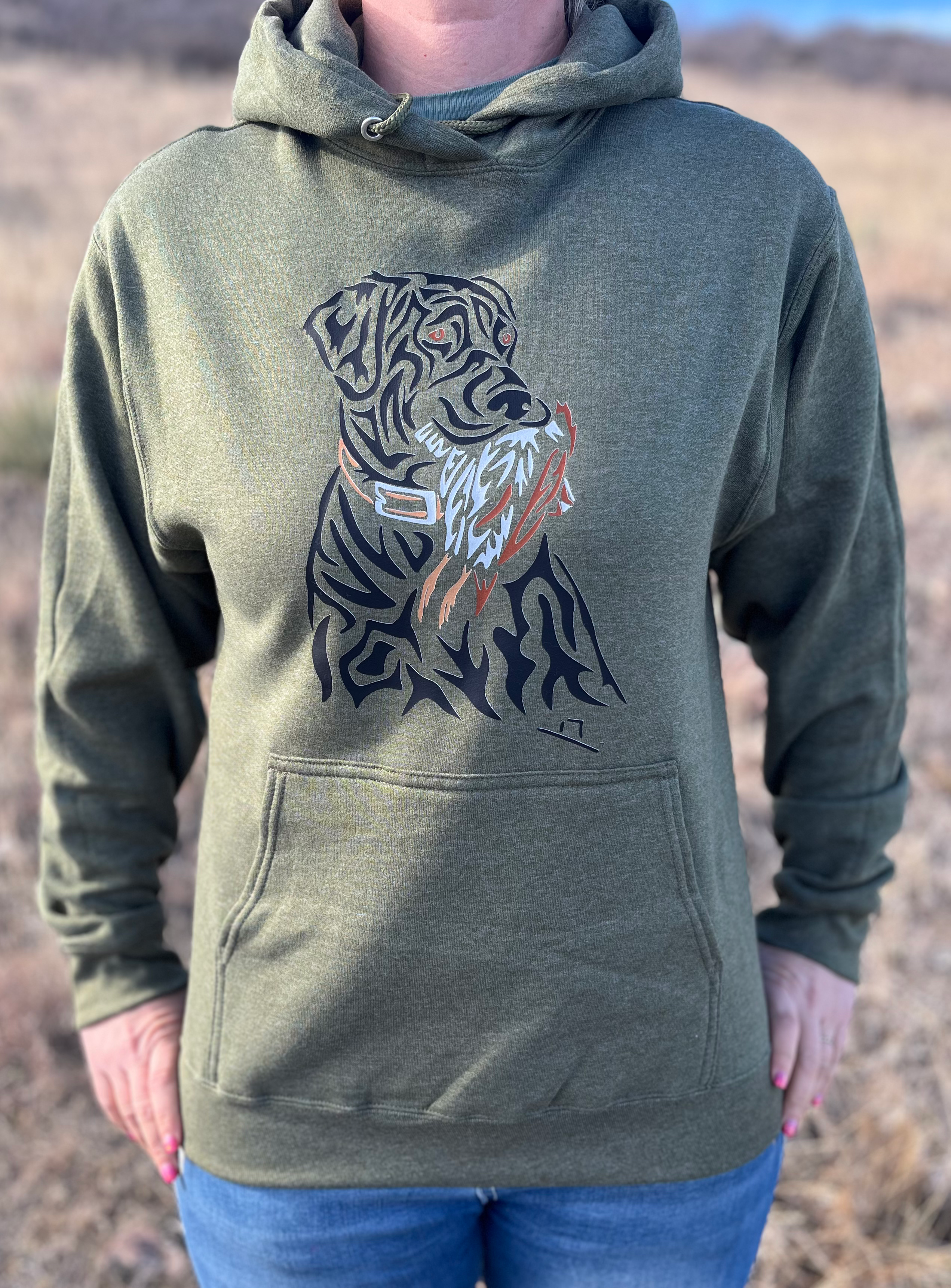 Heathered Olive Unisex Hunting Lab Hoodie
