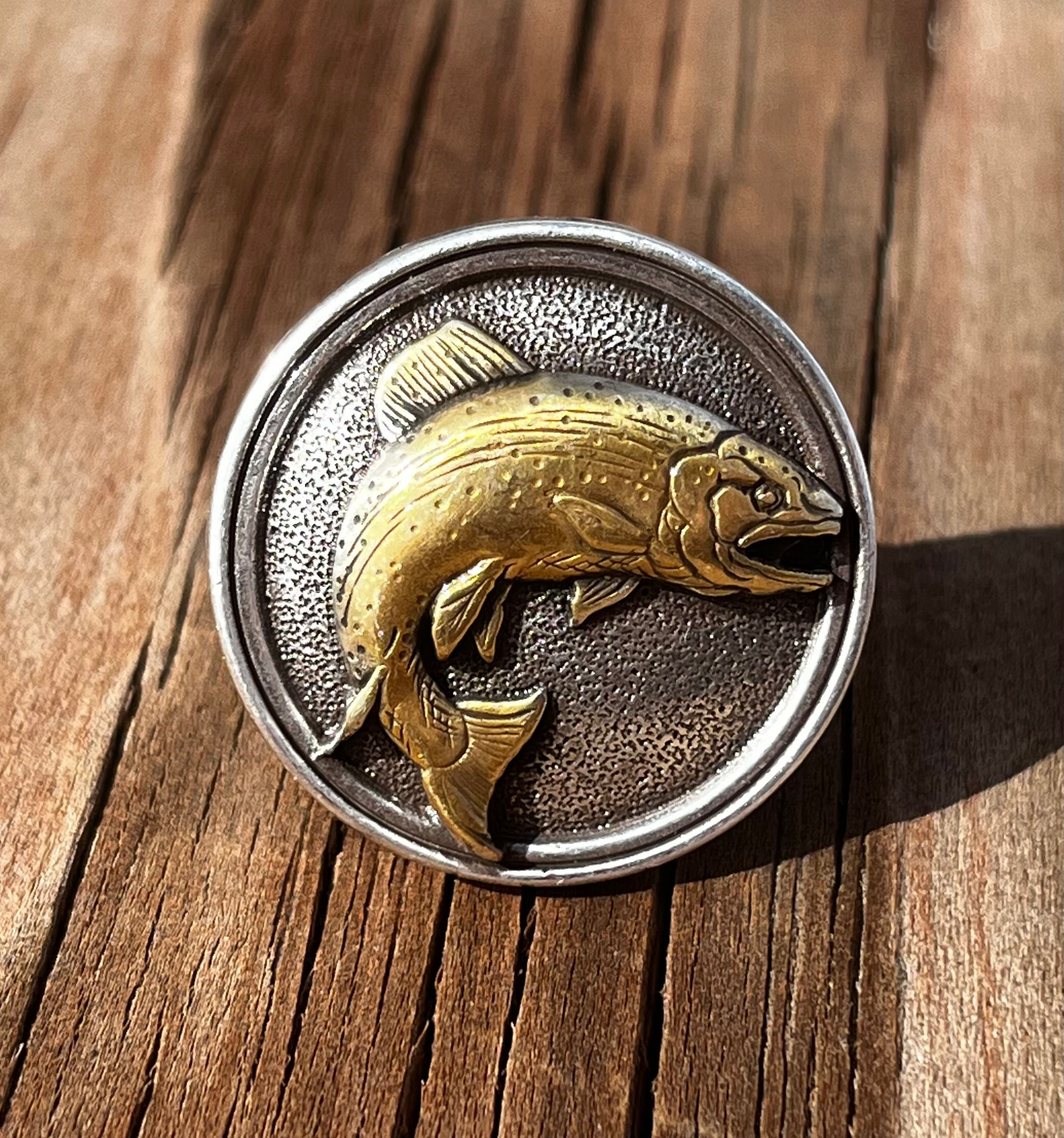 Silver and Gold Trout Concho Slide SL195