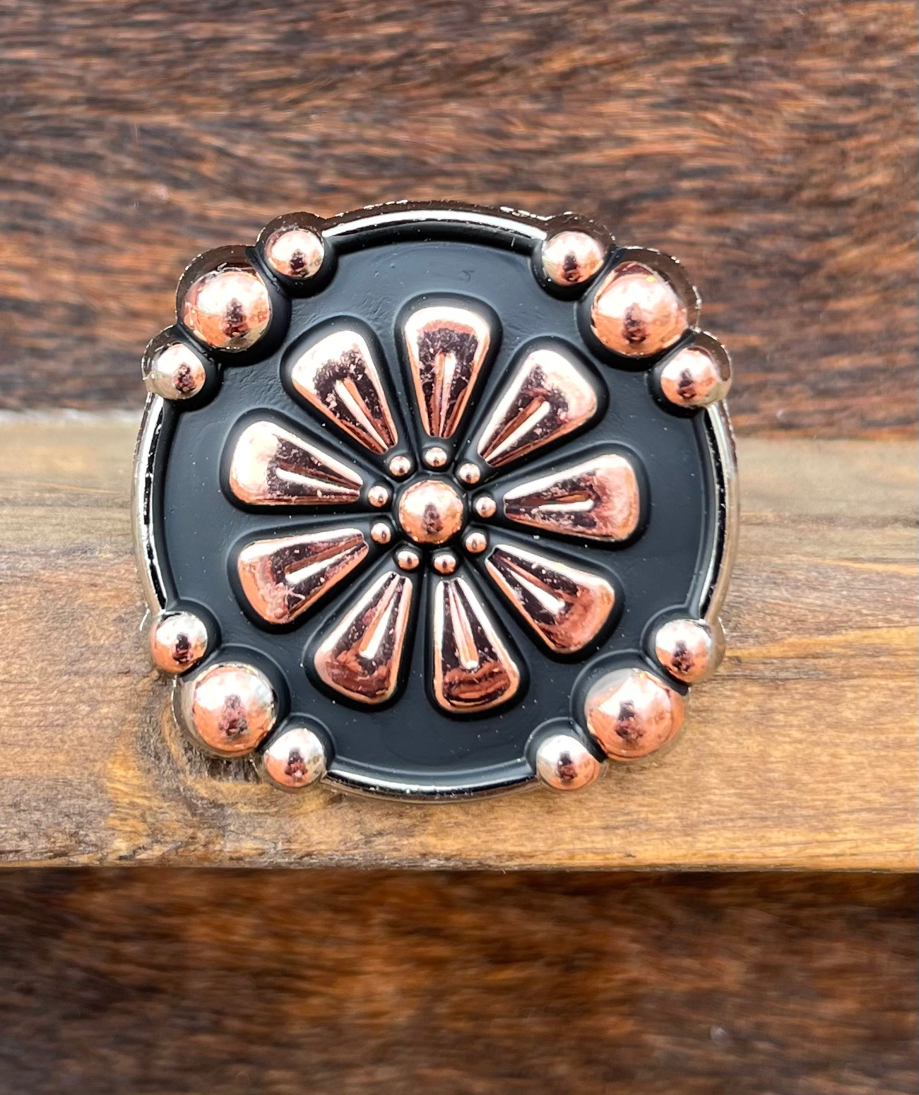 Black with Copper Daisy and Dot Detail Slide SL122