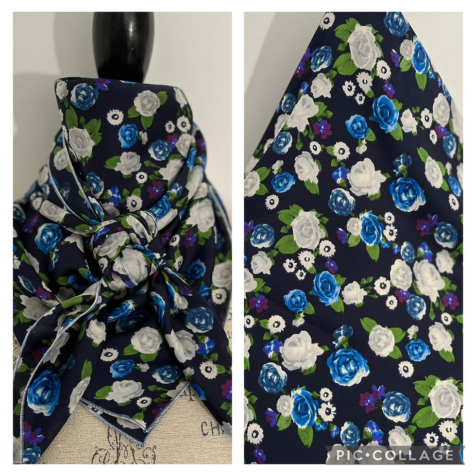 Navy with Blue and Silver Roses Print FL500