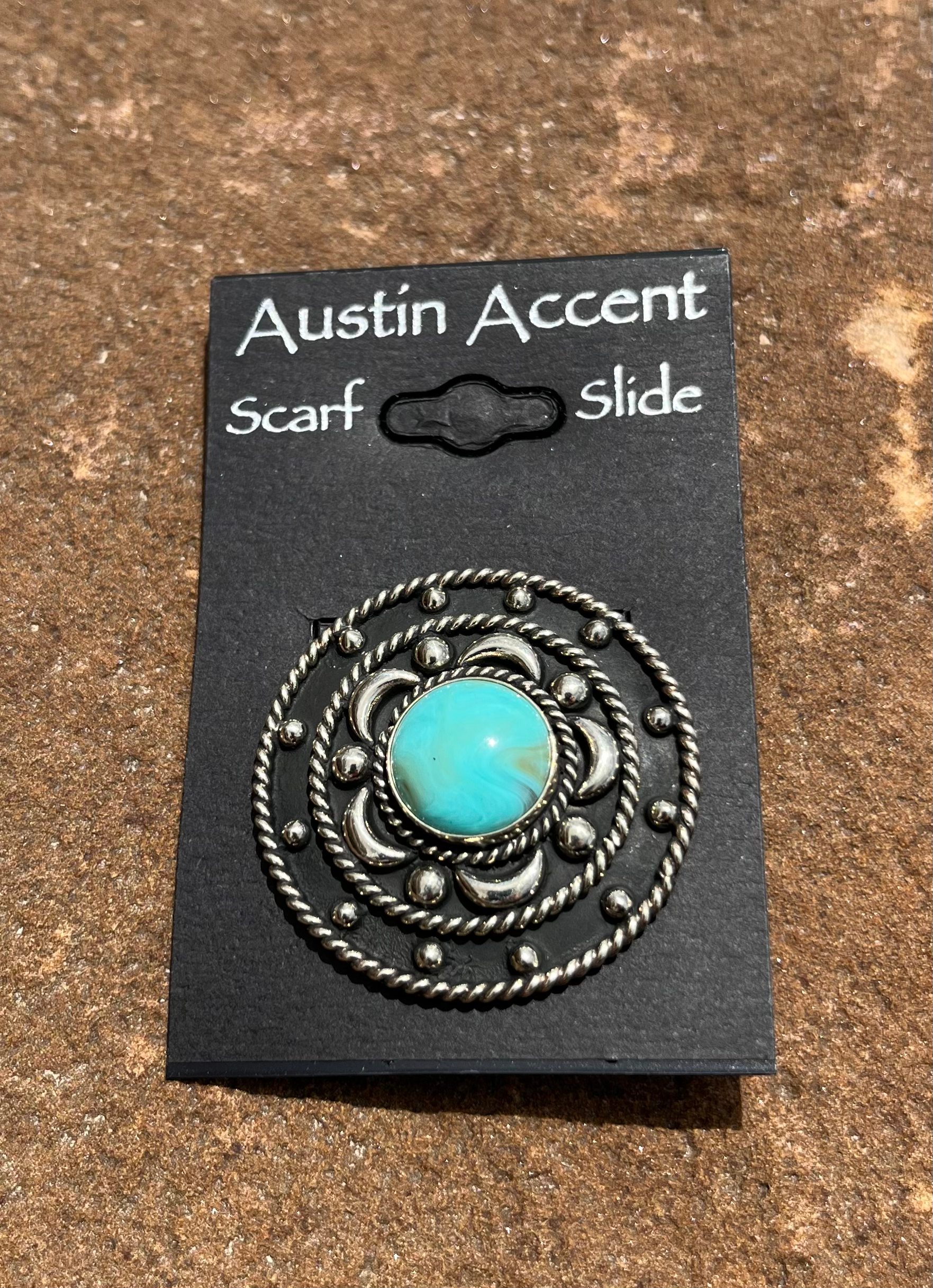 Turquoise Stone Round Scarf Slide SS33-2