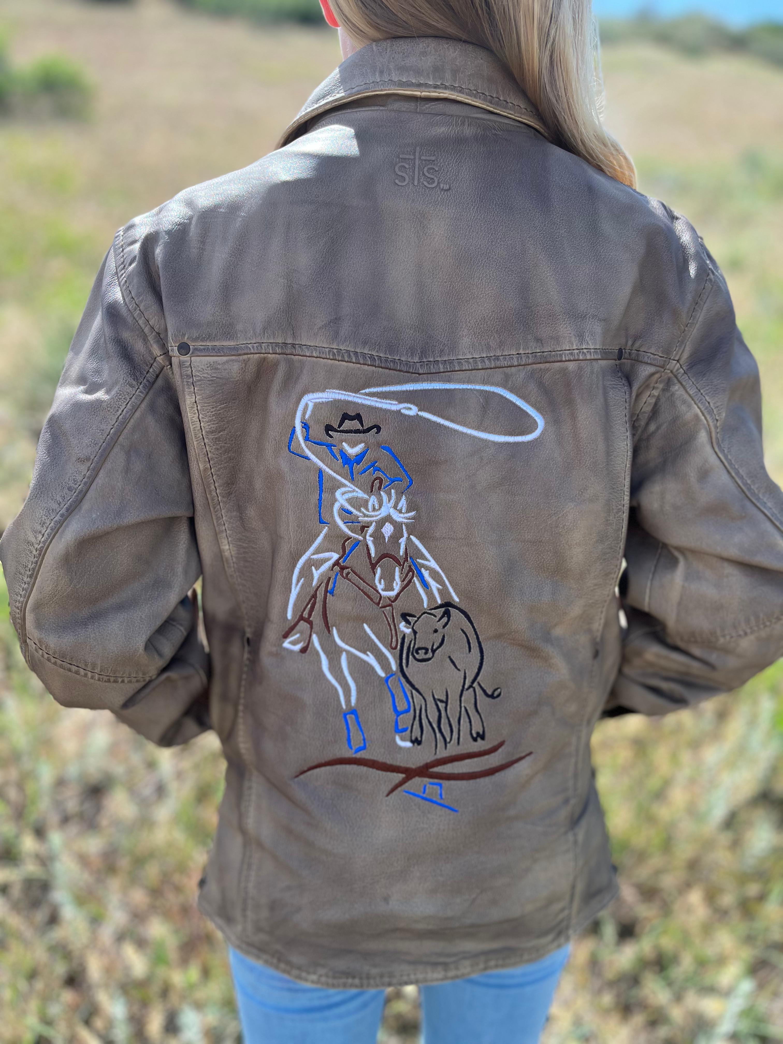 Youth STS Leather Jacket with Roping Embroidery