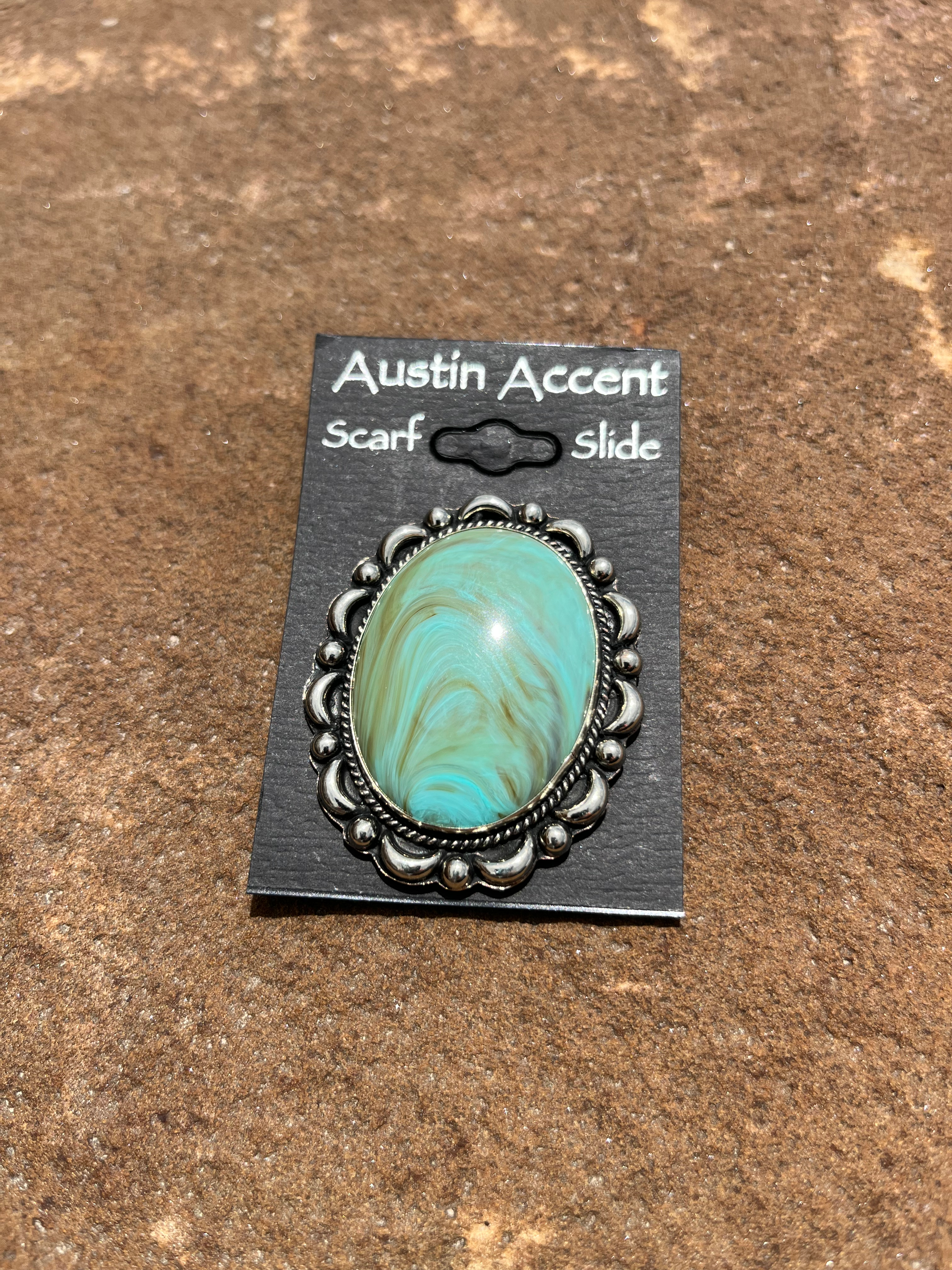 Swirled Turquoise Stone Scarf Slide SS33-7