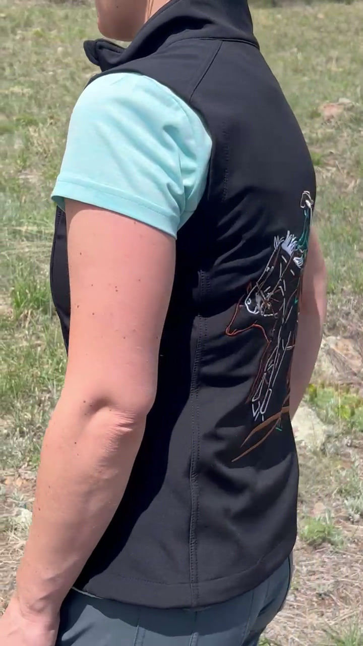 Thumbnail: Lady Cow Horse Embroidered Softshell Vest 