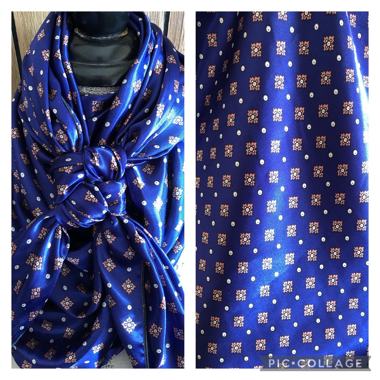 ROYAL BLUE WITH PEACH DIAMONDS PRINT AB612