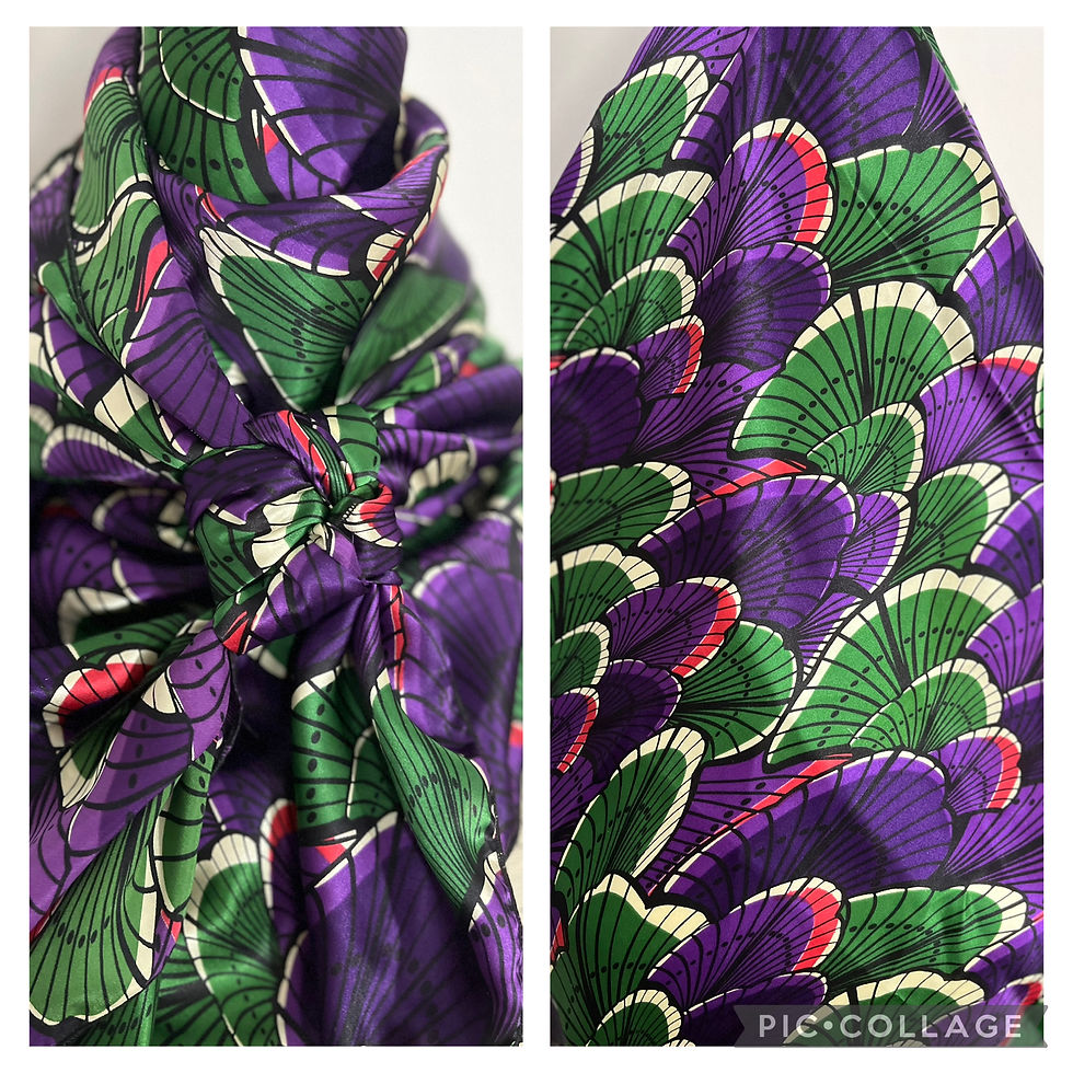 100% Silk Bright Purple and Green Lily Pads Wild Rag