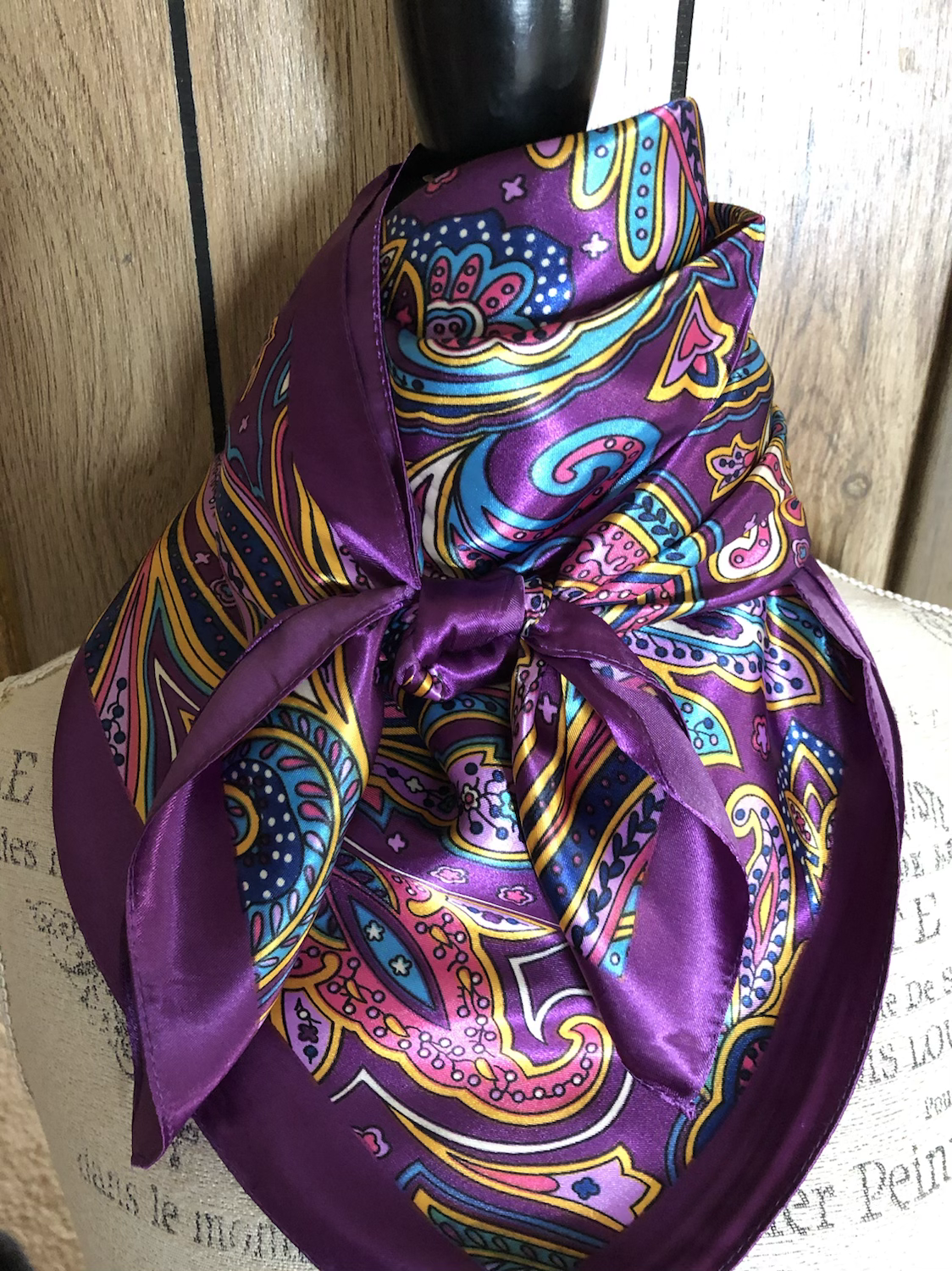 PURPLE WITH MULTICOLOR PAISLEY