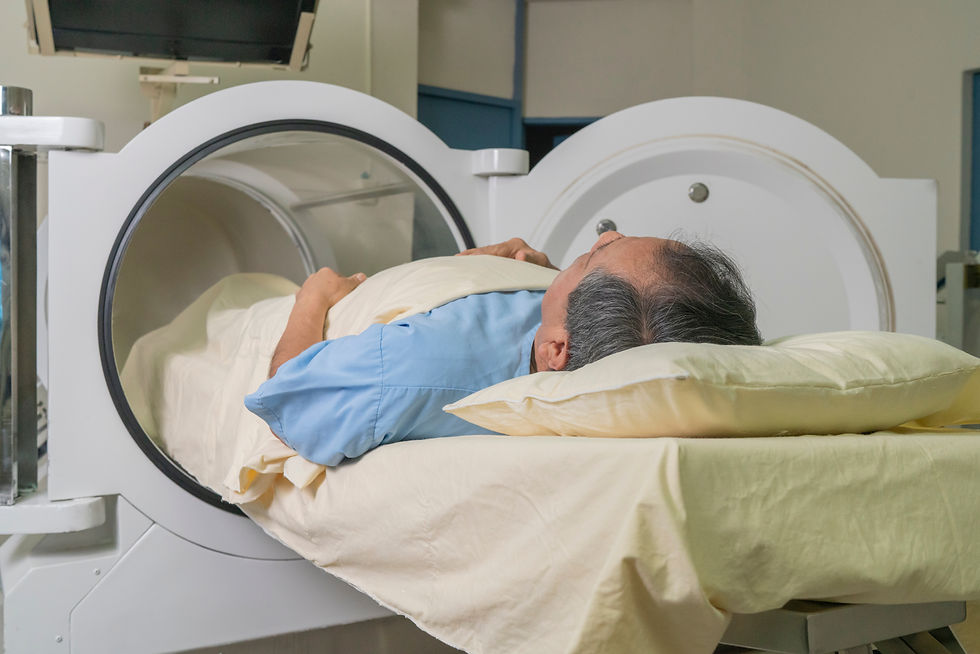 Older man in a hyperbaric chamber
