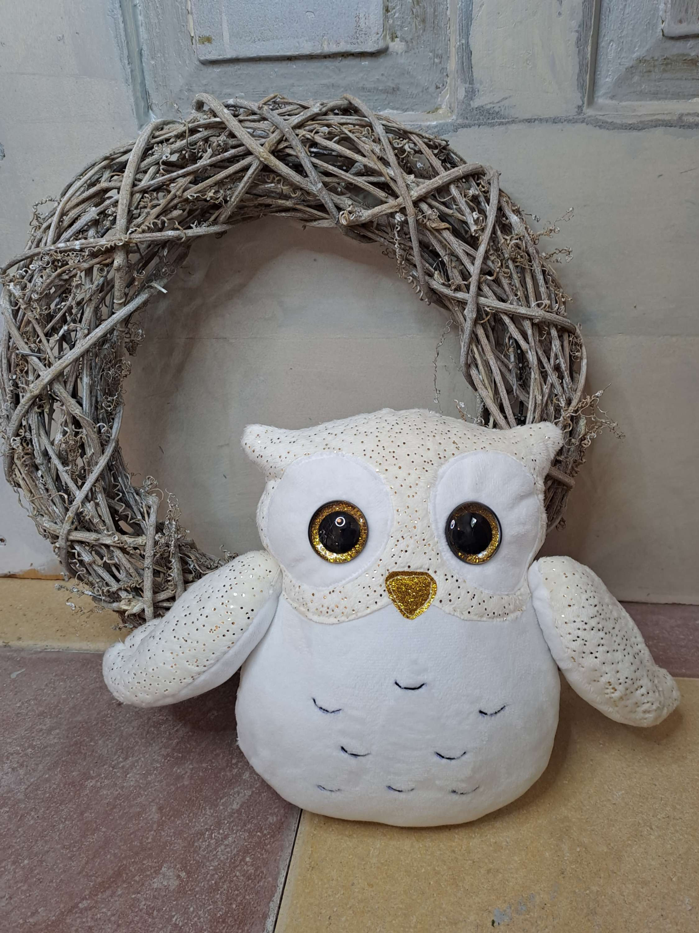 Eule Wollweiß/Gold (Auswahl mit oder ohne Spieluhr) - Vorbestellbar!!!