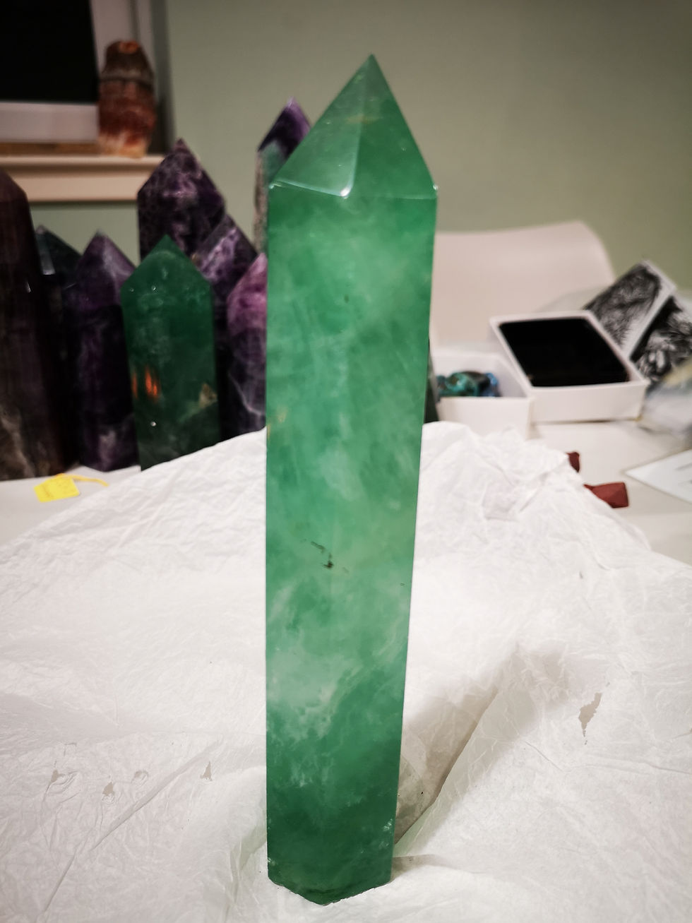 Thumbnail: Green Fluorite Obelisk 0.82kg - Mexico. Stunning display (H200mm )