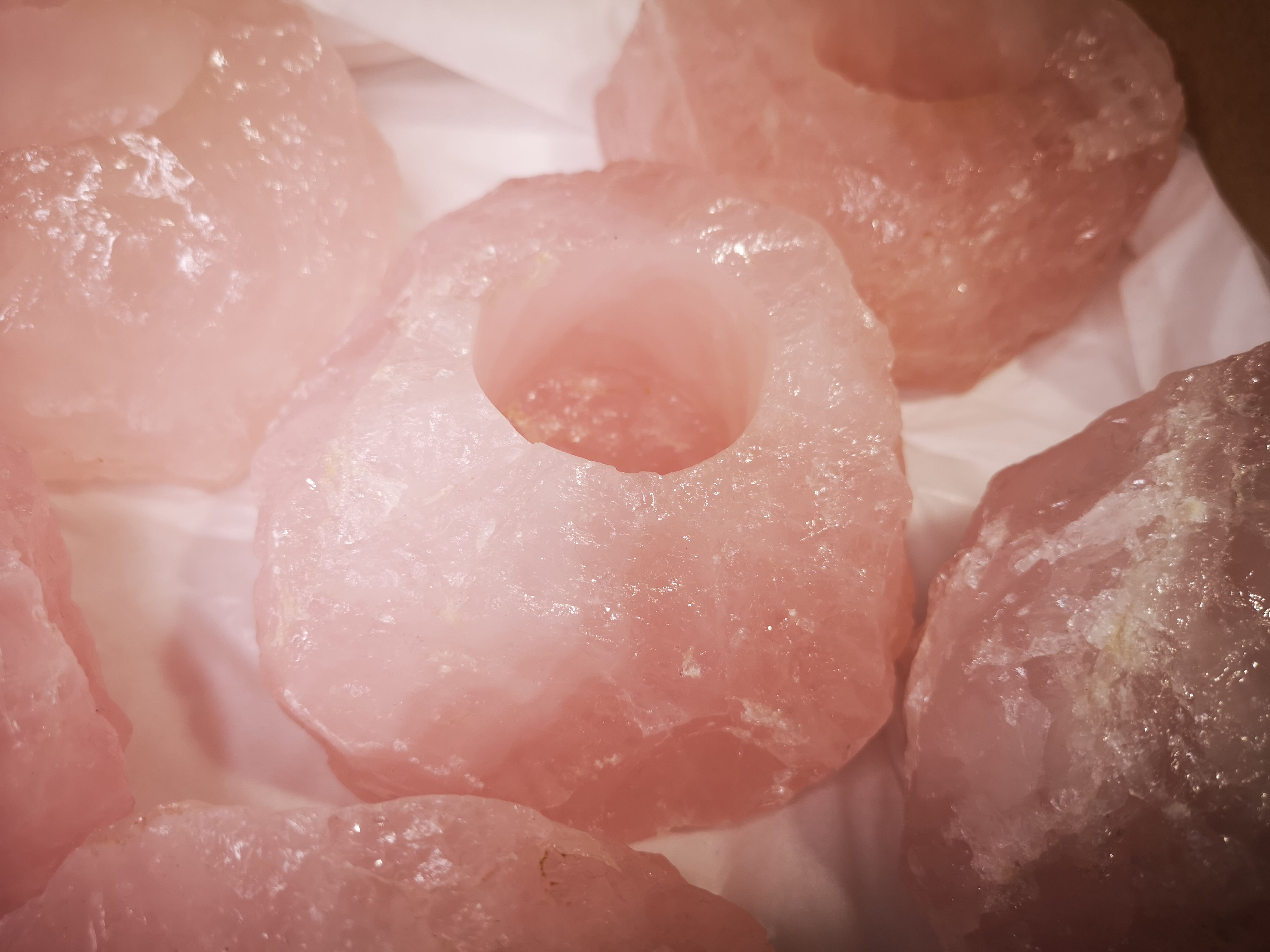 Rose Quartz, deep pink colour, X LARGE T-Light candle holders 'Grade A'