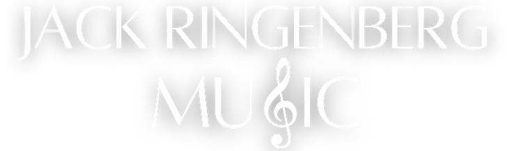The text, "Jack Ringenberg Music". The 's' in 'music' is stylized to look like a treble clef