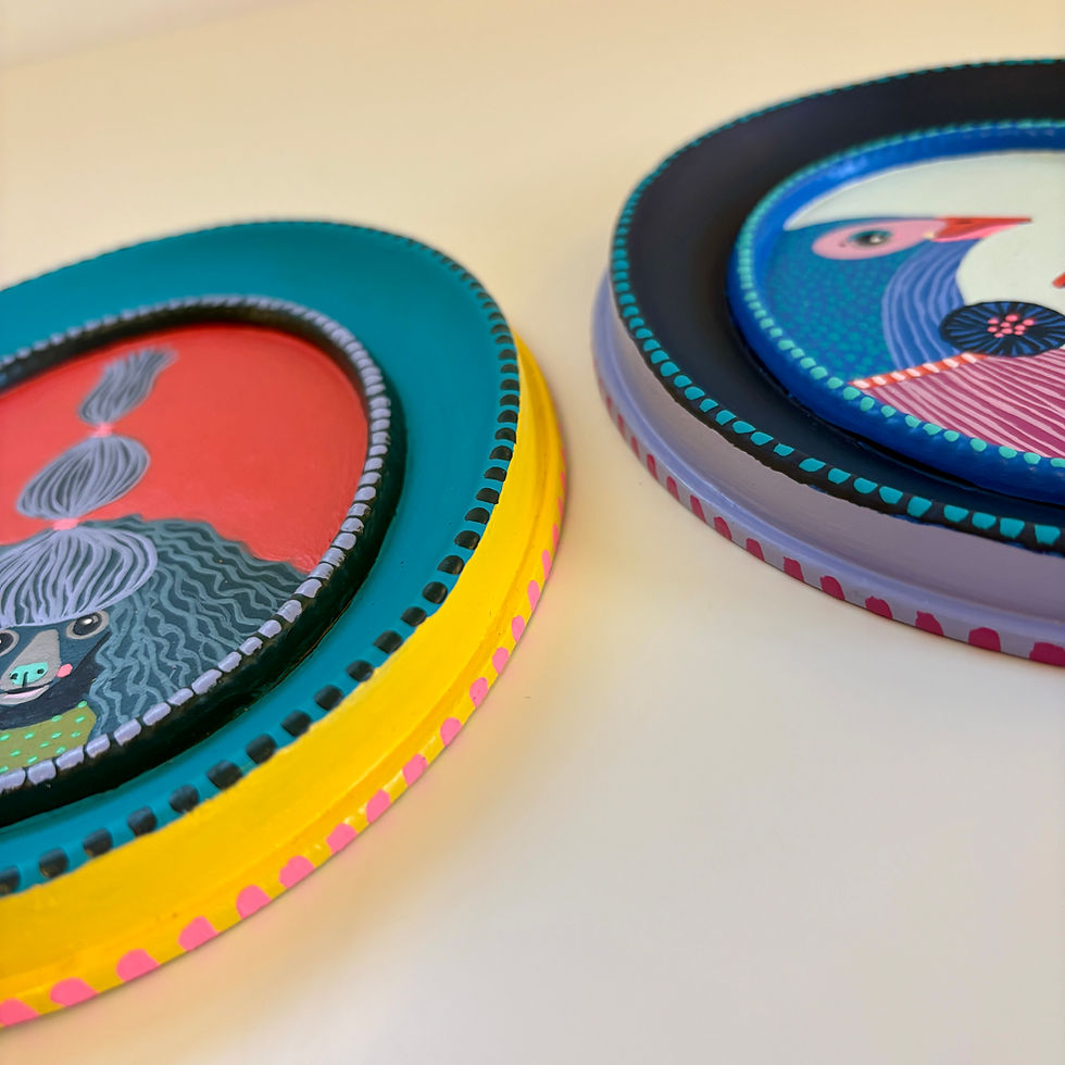Thumbnail: Two Birds - Original Painted Frame Painting