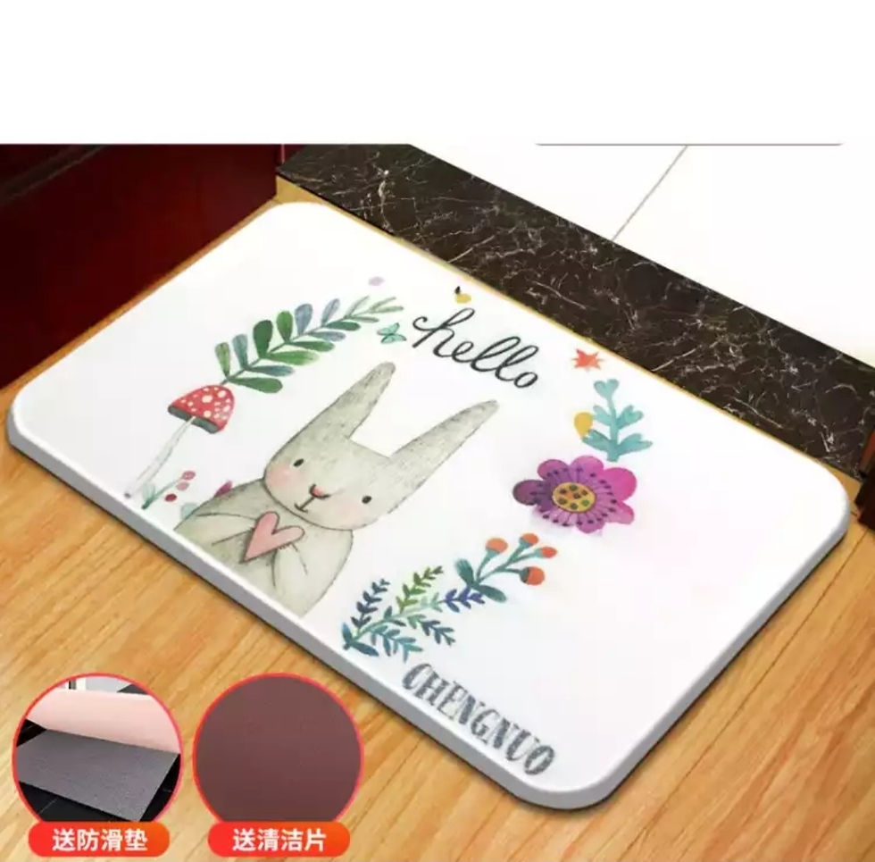 Thumbnail: GURET Diatom Mud Bath Mats Quick Water Absorption Bathroom Carpet Anti Slip Bath