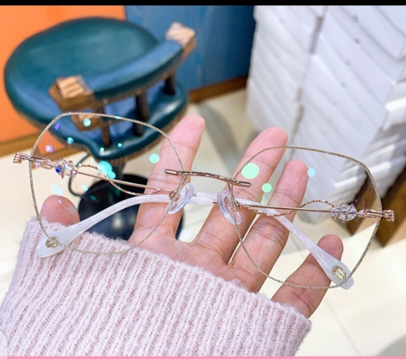 Thumbnail:  Little red book water diamond-cut frameless myopia glasses female  