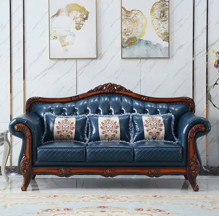 Thumbnail: European-style leather sofa combination living room 