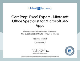 CertificateOfCompletion_Cert Prep Excel Expert Microsoft Office Specialist for Microsoft