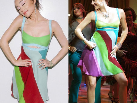 ARIANA GRANDE WEARS '13 GOING ON 30' VERSACE DRESS