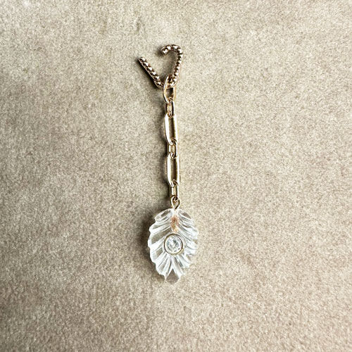 Thumbnail: Rock crystal carved leaf  charm. One of a kind