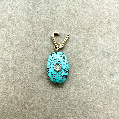 Thumbnail: Turquoise pendant set with bleu topaz
