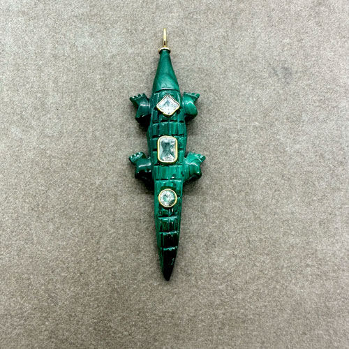 Pendentif Gardien croco malcahite