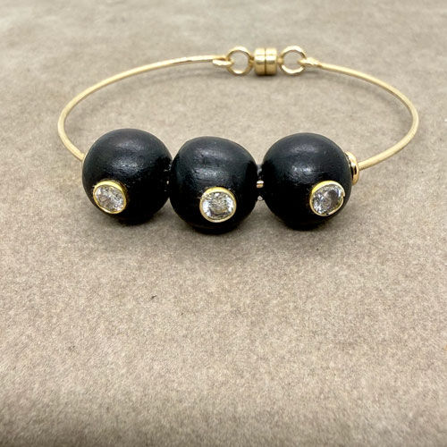 Bracelet jonc perles en bois d'ébène